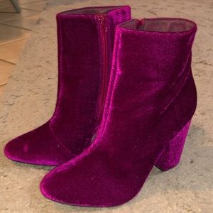 pink velvet booties